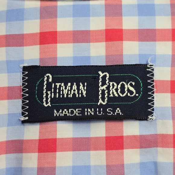 Gitman Bros Shirt Mens M‎ Pink Blue Plaid Button Up Preppy Light Academia USA - Picture 5 of 14